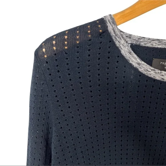 rag & bone Ariana Perforated Split Back Sweater Pullover Size Medium - Picture 8 of 11